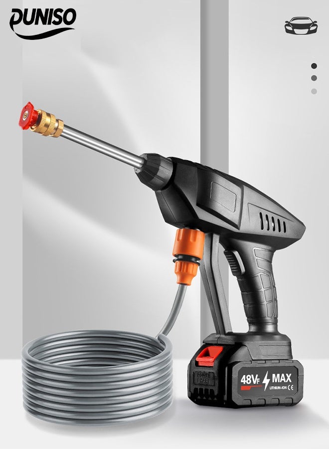 DUNISO Portable Cordless High Pressure Washer, Battery Powered Handheld Car Mounted High Pressure Washer with 6-in-1 Nozzle Soap Dispenser, Battery Powered with Tool Box for Car/Fence/Floor Cleaning and Watering - Image 1
