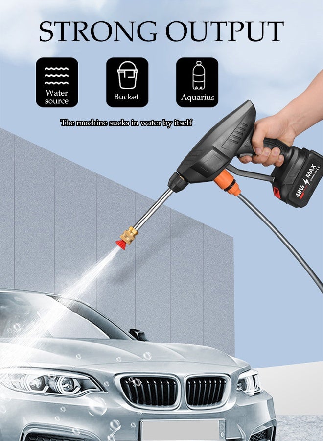 DUNISO Portable Cordless High Pressure Washer, Battery Powered Handheld Car Mounted High Pressure Washer with 6-in-1 Nozzle Soap Dispenser, Battery Powered with Tool Box for Car/Fence/Floor Cleaning and Watering - Image 4