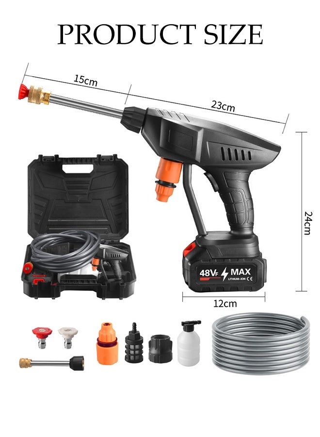 DUNISO Portable Cordless High Pressure Washer, Battery Powered Handheld Car Mounted High Pressure Washer with 6-in-1 Nozzle Soap Dispenser, Battery Powered with Tool Box for Car/Fence/Floor Cleaning and Watering - Image 2