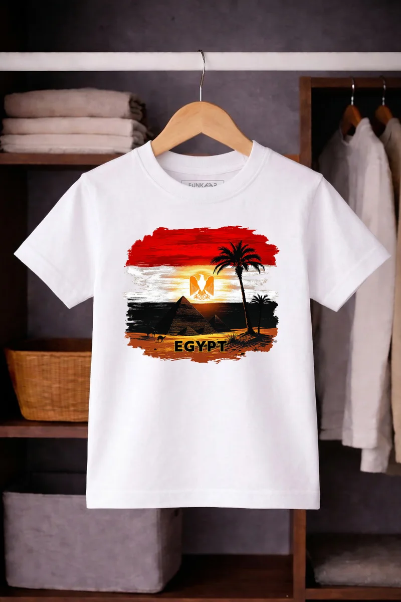 فنكار FUNKAAR تيشيرت أطفال للأولاد والبنات بطباعة علم مصر