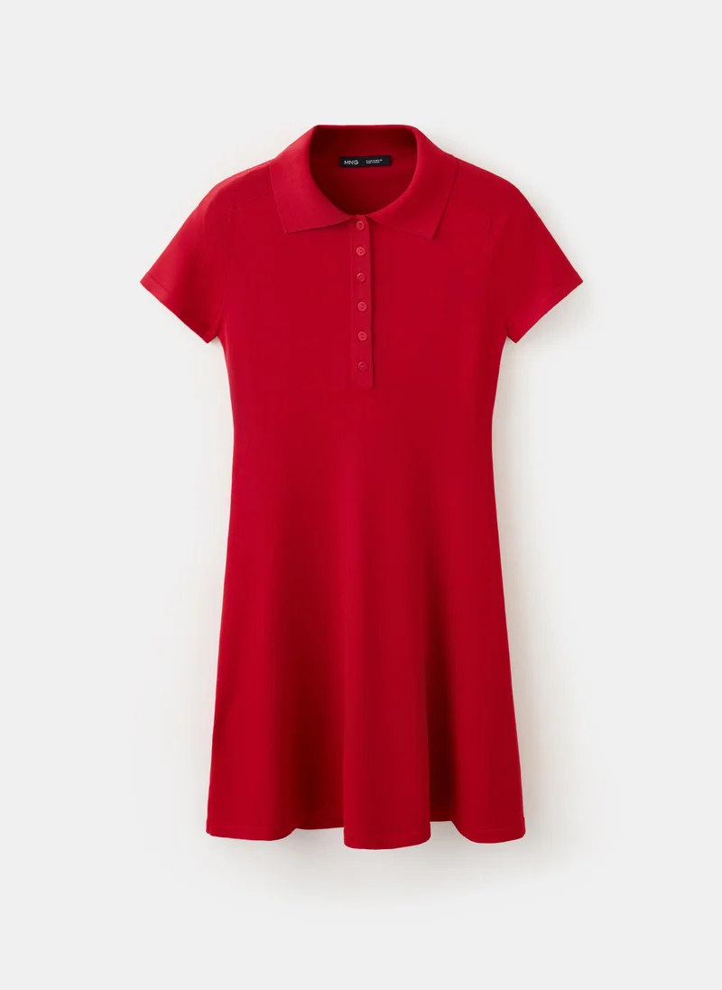 Mango red Knitted Dress With Polo Neck for Women | Best Price UAE