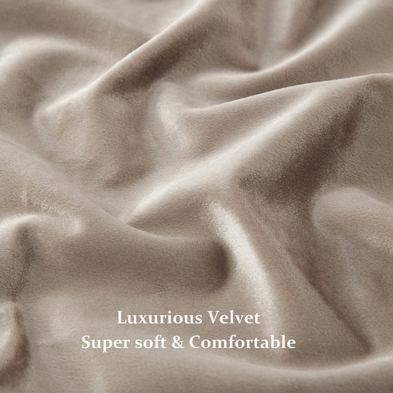 BULBUL Velvet Curtains 63 inch Length- Living Room Taupe Blackout Window Drapes Curtains Thermal Insulated Room Darkening Decor Grommet Curtains for Bedroom Set of 2 Panels - Image 5