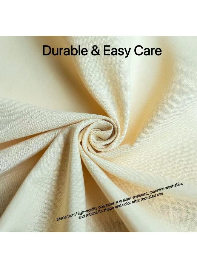 Circular Table Cloth, Tablecloth with Tassel Dust-Proof, Table Cover for Kitchen Dinning Tabletop Decoration Polyester TPU Fringe Edge - Solid Beige Table Protector Home Decor - 90cm - Image 3
