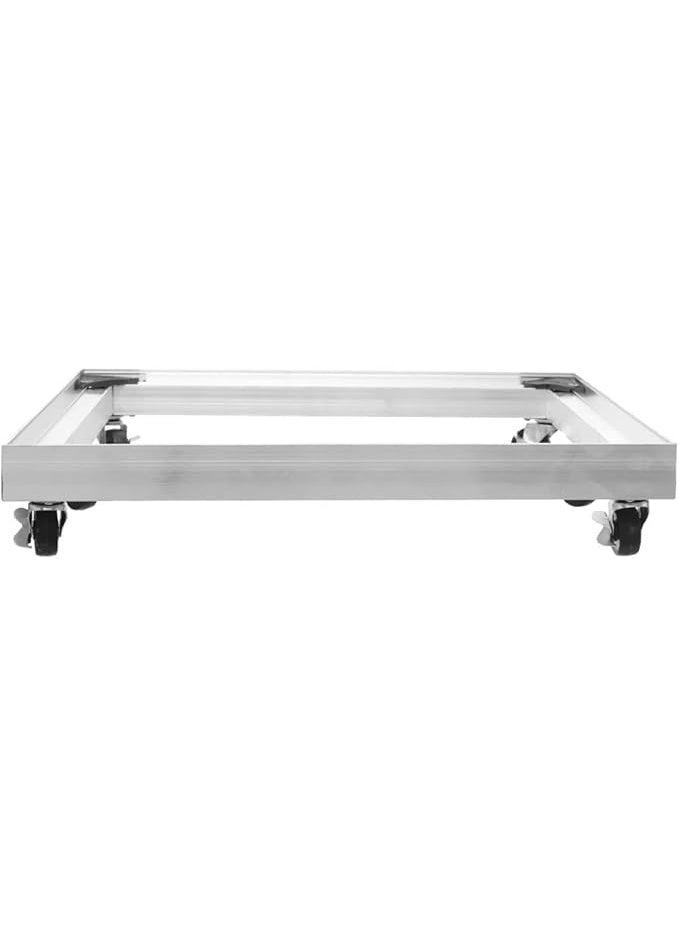 قاعدة ديب فريزر وأجهزة منزلية مربعة مقاس 61 × 61 سم من الألومنيوم المقوى، حامل قاعدي متين بلون فضي مقاوم للصدأ والرطوبة، قاعدة تثبيت للأجهزة الثقيلة توفر الحماية والتهوية الفائقة للمطابخ والمنازل - Image 2