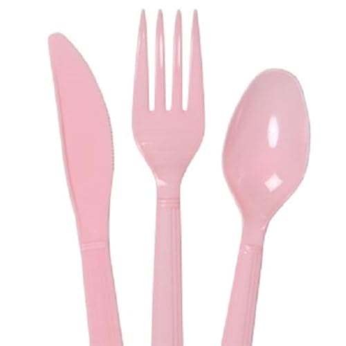 Party 16 Forks 16 Spoons  16 Knives Pink