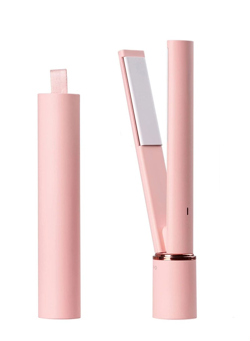 Mini Hair Straightener Portable Flat Iron Travel Size Small Irons Curling for Short 2 in 1 Pink Bangs - Image 1
