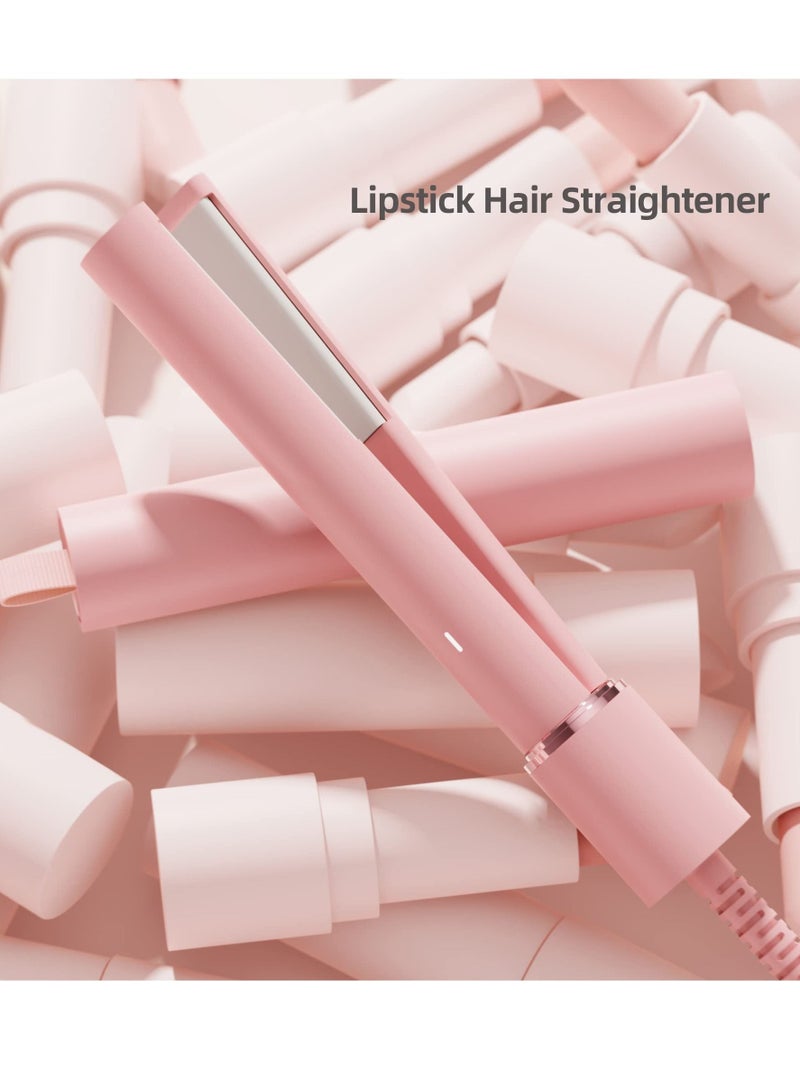 Mini Hair Straightener Portable Flat Iron Travel Size Small Irons Curling for Short 2 in 1 Pink Bangs - Image 4