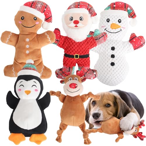PELTEFLU Christmas Dog Squeak Toys for Small Medium Large Dogs Tough Chew Toy for Teething Chewing Durable Interactive Puppy Gifts 5Pack - Image 1