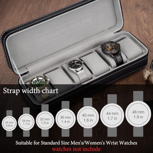 PANIXIA Watch Organizer Box - 6 Slot Holder with Removable Pillow, PU Leather Zippered Case for Men & Women, Travel Watch Storage - Image 4