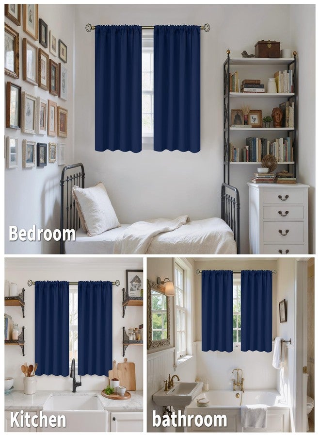 BGment ستائر تعتيم زرقاء داكنة من بي جي إم تي، طولها 40 بوصة، مناسبة لغرف النوم - ستائر قصيرة عازلة للحرارة مع جيب للعمود، مناسبة للمطابخ والمقاهي والحمامات، توفر الخصوصية وتعتيم النوافذ، مقاس 42 × 40 بوصة، قطعتان. - Image 3