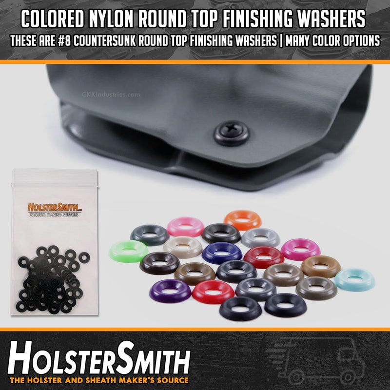 Holstex Colored Nylon Finishing Washers - (Color Collection) - (50 Pack) - (0.530 Inch Diameter) Round Top - for KYDEX Holsters, Auto Trim, Art Projects, Home Improvement - Image 5