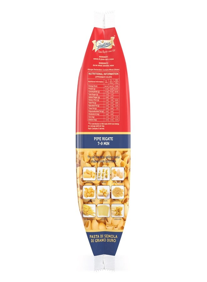 Gustora Pipe Rigate Pasta, 500g I Rich in Protein & Fibre with Zero cholesterol I Vegetarian I Made of 100% Durum Wheat Semolina I No Trans Fats | Healthy | Cooking Time 10 Minutes- 500 G - Image 3