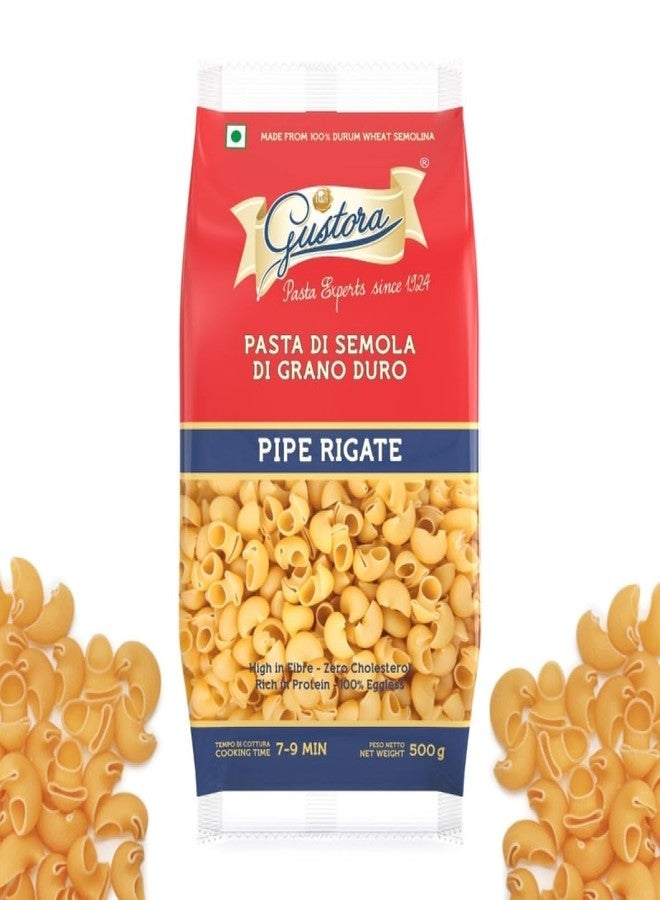 Gustora Pipe Rigate Pasta, 500g I Rich in Protein & Fibre with Zero cholesterol I Vegetarian I Made of 100% Durum Wheat Semolina I No Trans Fats | Healthy | Cooking Time 10 Minutes- 500 G - Image 5