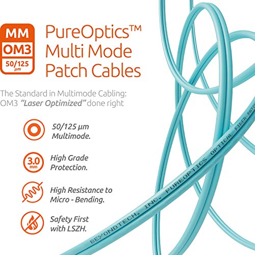 BEYONDTECH 3m (9.84ft) LC to SC Fiber Patch Cable – UPC Multimode Duplex Fiber Optic Cable – 50/125µm core, Compatible with OM3 – 10G LSZH PUREOptics Series - Image 5