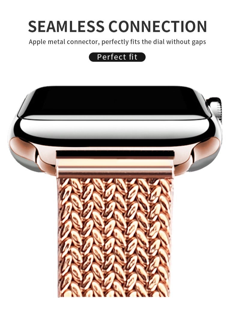 O Ozone Slim Metal Straps For Apple Watch Series 10 9 8 7 6 5 4 SE, 38/40/41/42mm Thin Narrow Stainless Steel Mesh Milanese Metal Strap -Black - Image 4