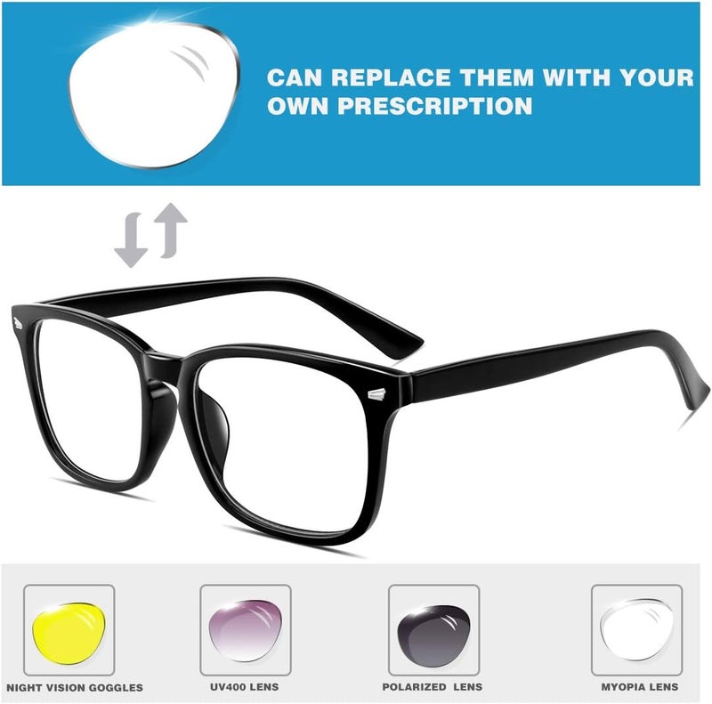 WOWSUN Unisex Stylish Nerd Non-prescription Glasses, Clear Lens Eyeglasses Frames, Fake Glasses - Image 4