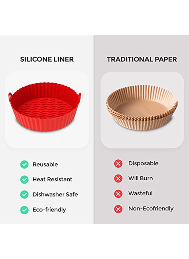 O Ozone Silicone Air Fryer Liner 8.5inch Pack of Two Reusable Air Fryer Silicone Basket - Blue/Grey  - Image 2