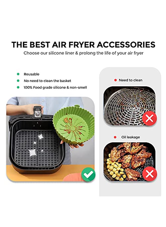 O Ozone Silicone Air Fryer Liner 8.5inch Pack of Two Reusable Air Fryer Silicone Basket - Blue/Grey  - Image 4
