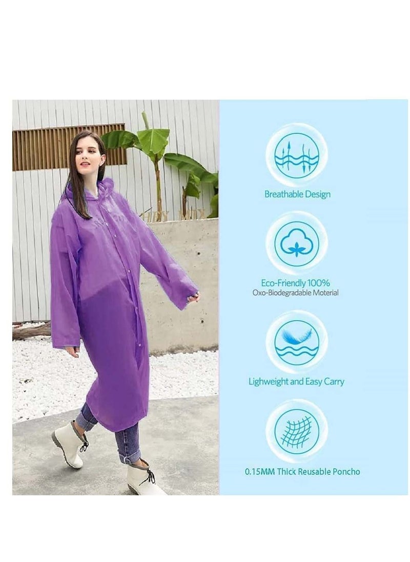 Y&D Raincoat Rain Ponchos for Adults Women Men - 1 Pack Reusable EVA Clear Portable Coats Lightweight Jackets with Hood, Packable Poncho Adult Hood  - Image 2