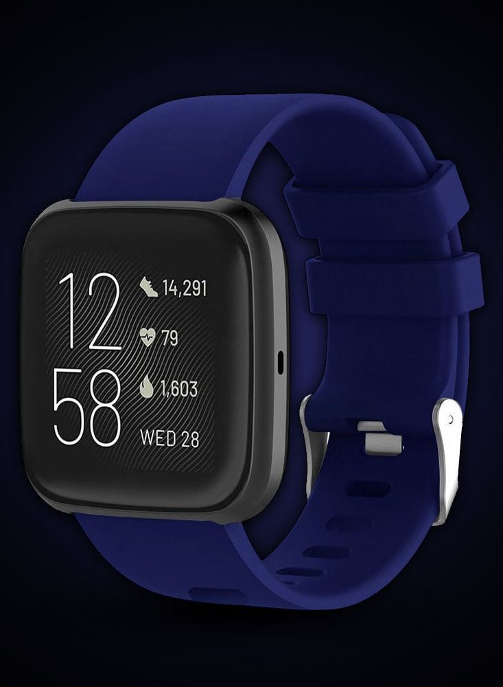 CATANES Fitbit Versa2/Versa Lite/Versa Band Soft Silicone Replacement Watch Strap Dark Blue - Image 5