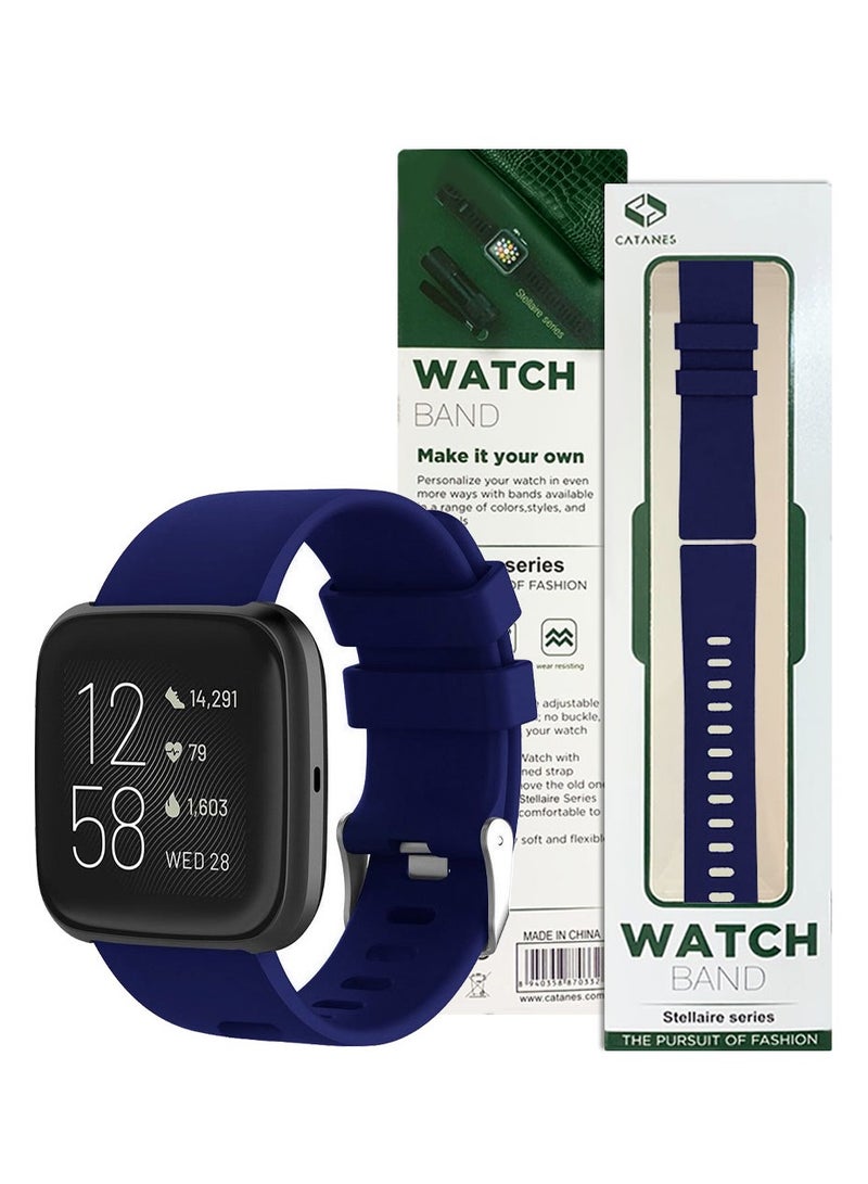 CATANES Fitbit Versa2/Versa Lite/Versa Band Soft Silicone Replacement Watch Strap Dark Blue - Image 1