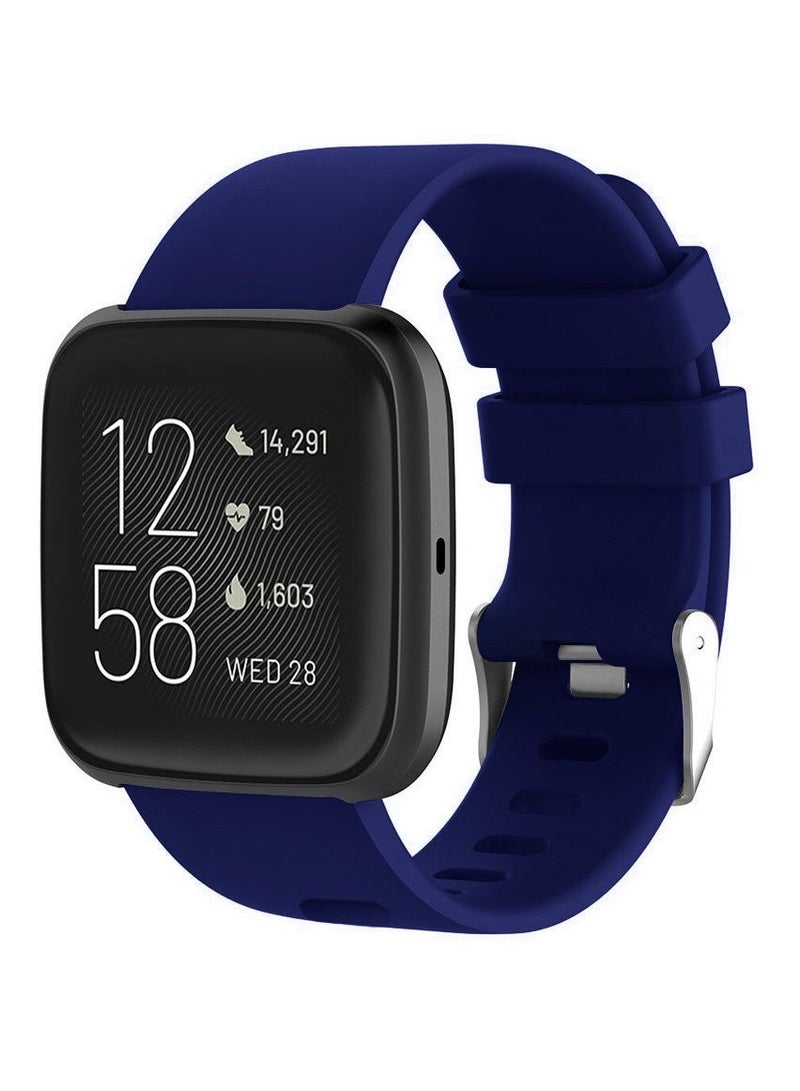 CATANES Fitbit Versa2/Versa Lite/Versa Band Soft Silicone Replacement Watch Strap Dark Blue - Image 2