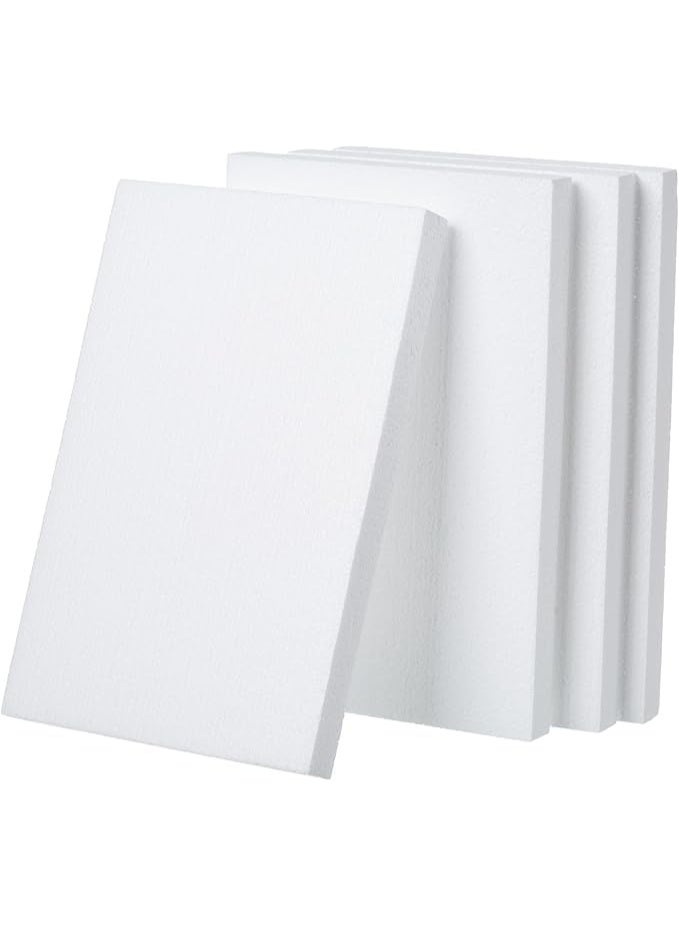 كرافت ماجيك مجموعة من 4 قطع من كتل الفوم الصناعي 12×8×1 بوصة | مستطيلات بيضاء من البوليستيرين ستايروفوم / ثيرموكول للفنون النحتية، النماذج، الأعمال اليدوية، تنسيقات الزهور والمشاريع المدرسية - Image 1