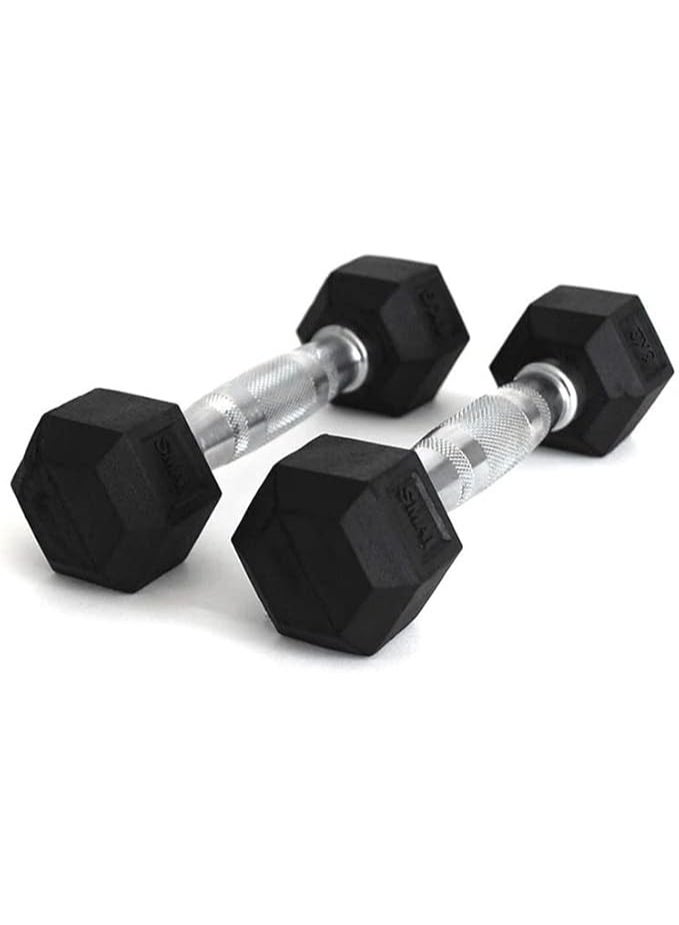 دمبل سداسي الشكل مصنوع من المطاط قطعتين وزن 1 كجم