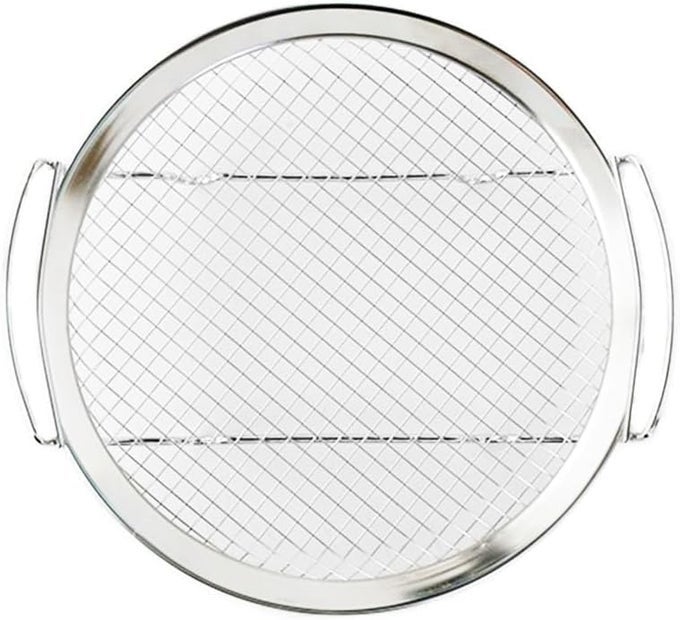ROUND STAINLESS STEEL OIL LEAKAGE NET AIR FRYER PLATE NOODLE STRAINER CHIP BASKET RINGS FRIES RACK STAINLESS STEEL DEEP FRY MESH PLATE COOKING TOOL FRY STRAINER FRENCH COOKING 24X225X4 CM