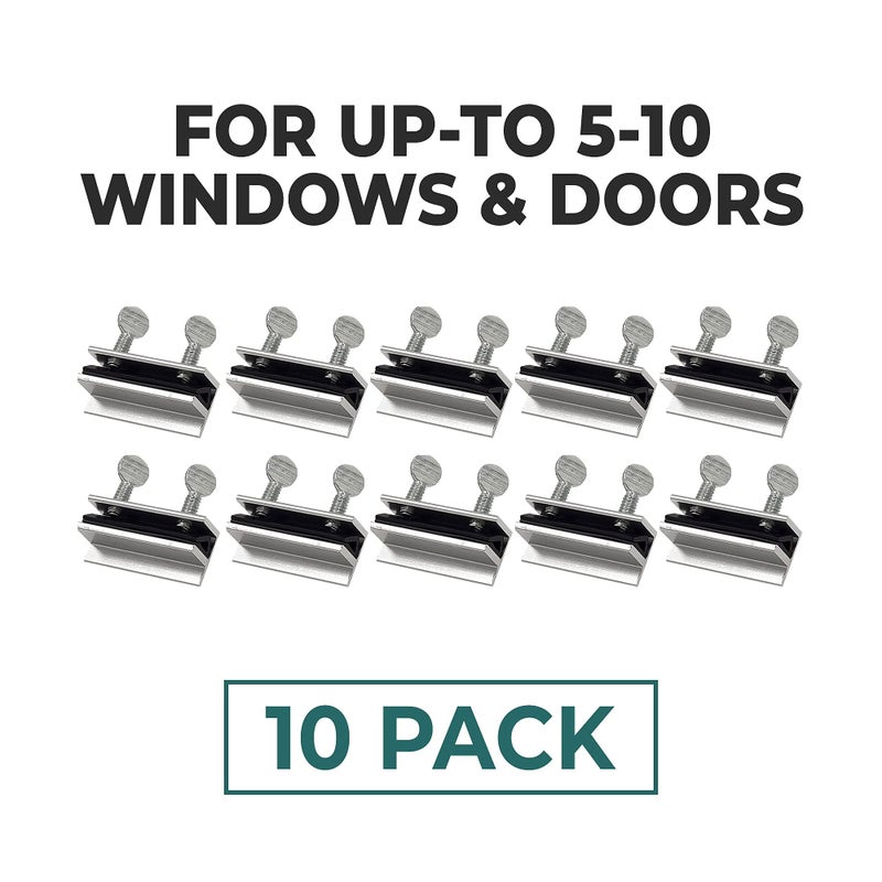 Shop Square Window Locks, 10 Pack Window Locks for Vertical and Horizontal Windows, Sliding Window Locks, Adjustable Aluminum Window Stoppers, Window Security, No-Drill Install, Fits Tracks up to 3/16" Wide - Image 3