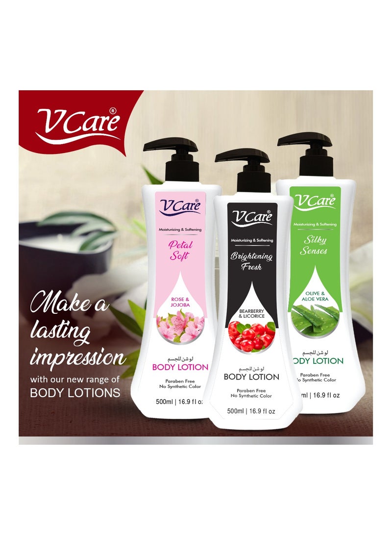 VCare VCare Silky Senses Body Lotion 1L  Olive And Aloe Vera Extracts| Moisturizing Body Lotion For Dry And Rough Skin |Deeply Nourishes Revitalizes And Makes Your Skin Silky Soft  - Image 5