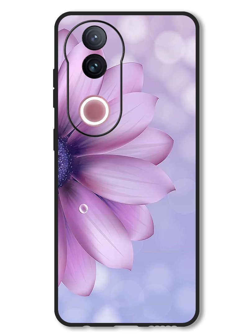 Theodor Case Compatible with Vivo V50 Protection Shockproof Bumper Cover Purple Flower - Image 1