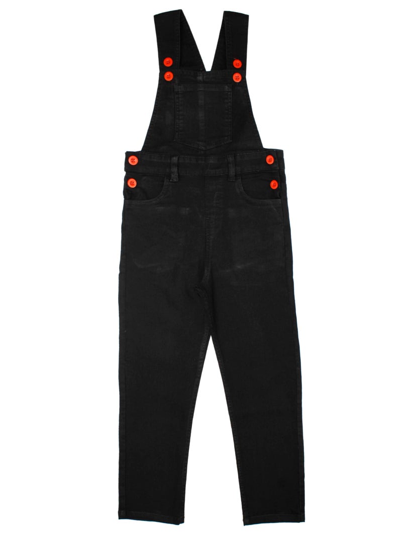 KiddoPanti Boys Solid Denim Dungaree Pant, Black, 2-3Y - Image 5