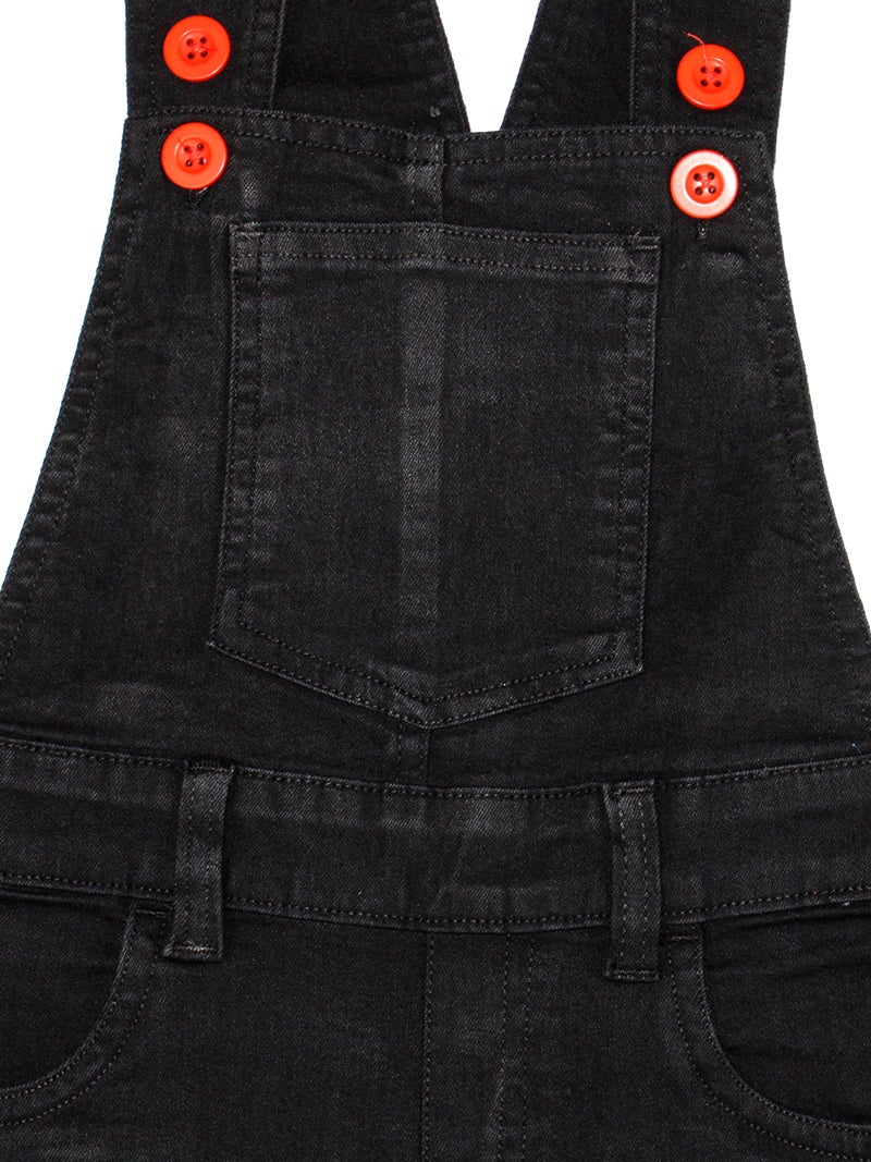 KiddoPanti Boys Solid Denim Dungaree Pant, Black, 2-3Y - Image 3