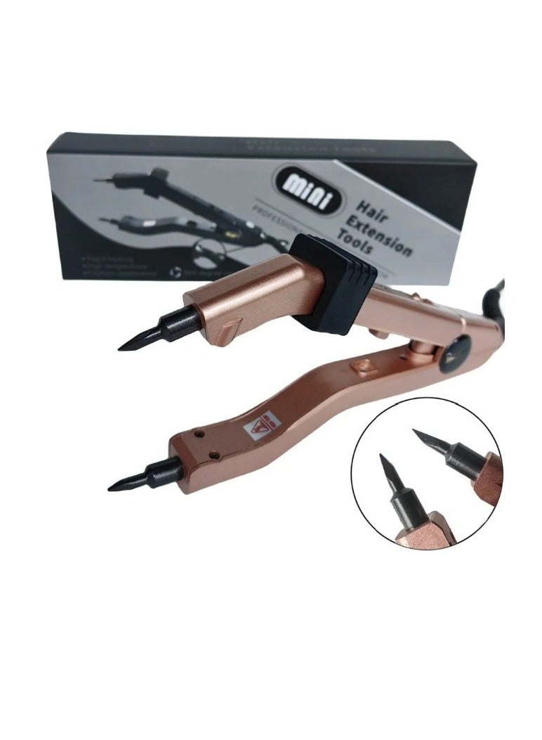 Estelle أداة تمديد الشعر، أداة توصيل الشعر الحراري القابلة للتعديل متعددة الوظائف، كماشة تسخين صغيرة ذكية لتمديد الشعر، أداة ربط الكيراتين لتمديد الشعر، (ذهبي) - Image 2