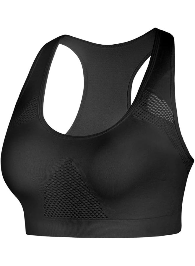 Rubik Sports Bra for Women, Padded Push Up Racerback Seamless High Impact Shockproof Quick Dry Bra for Yoga Gym Training Running Workout Fitness (Medium, Black) - Image 1