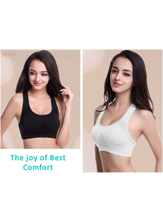 Rubik Sports Bra for Women, Padded Push Up Racerback Seamless High Impact Shockproof Quick Dry Bra for Yoga Gym Training Running Workout Fitness (Medium, Black) - Image 3