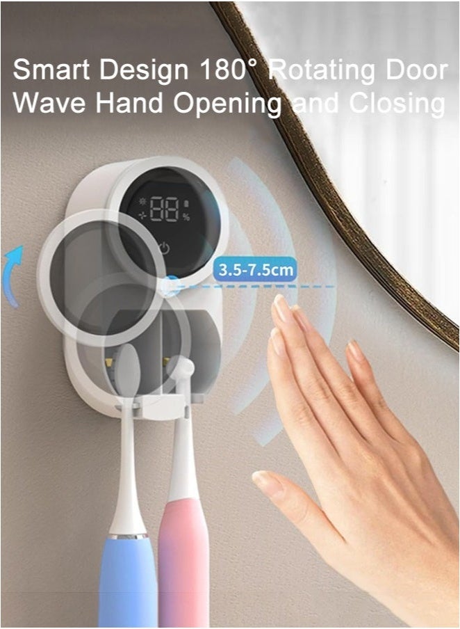 إلترازون Wall-Mounted Smart Toothbrush Holder & UV Cleaner with Digital Screen – Automatic Rotating Cover, Smart Light Cleaning, Fan Drying System – Portable Toothbrush Case for Kids, Travel, Bathroom Use – Hygienic Storage Solution with Fast-Drying Tech  - Image 3