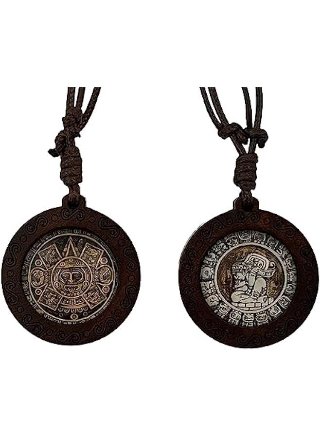 Arabest Mayan Necklace and Aztec Necklace Mexican Jewelry Maya Calendar Pendant Art - Image 1