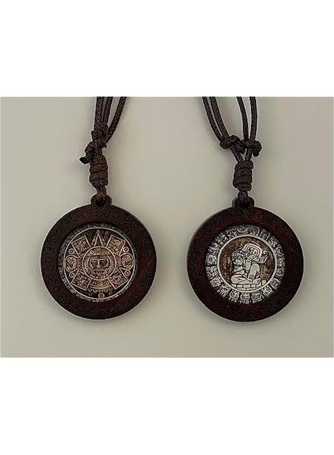 Arabest Mayan Necklace and Aztec Necklace Mexican Jewelry Maya Calendar Pendant Art - Image 2