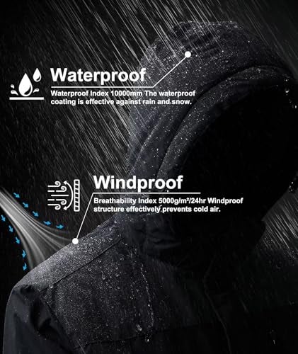 Zoofly Mens Winter Jackets Water Resistant Ripstop Ski Coat for Men Zip Pocket Work Jacket for Men Durable Black L - Image 3