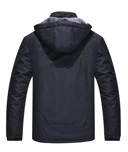 Zoofly Mens Winter Jackets Water Resistant Ripstop Ski Coat for Men Zip Pocket Work Jacket for Men Durable Black L - Image 2