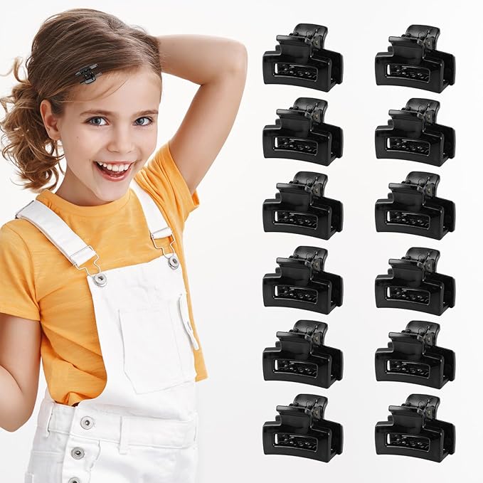 Sibba Hair Claw Clips 12 Pcs Square Hair Barrettes Small Rectangular Claw Matte Strong Hold Nonslip Jaw Clips Hair Accessories Matte Hair Pins Nonslip Acrylic Clip Women for Thick Thin Hair