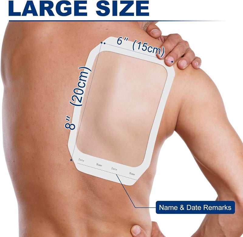 Ceeport Transparent Film Dressing 6'' x 8'', 20 Packs Waterproof Wound Bandage Adhesive Patches - Image 2