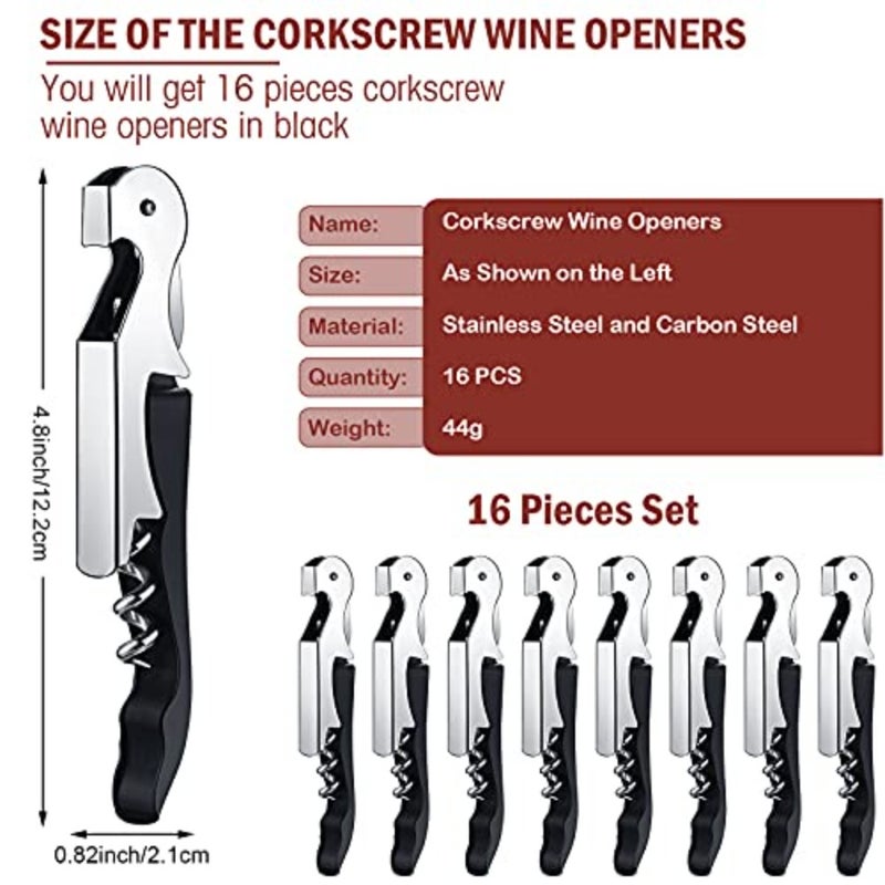 Pieces Wine Keys for Severs Opener Travel Corkscrew Wine Bottle Opener Waiter Beer Bartender for Wedding Home Office Kitchen Restaurant Bar Applications Black - Image 2
