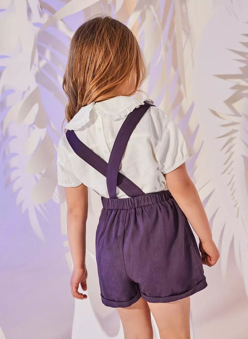 Toddler Girls Rolled Hem Overall Romper Without Top - Image 5