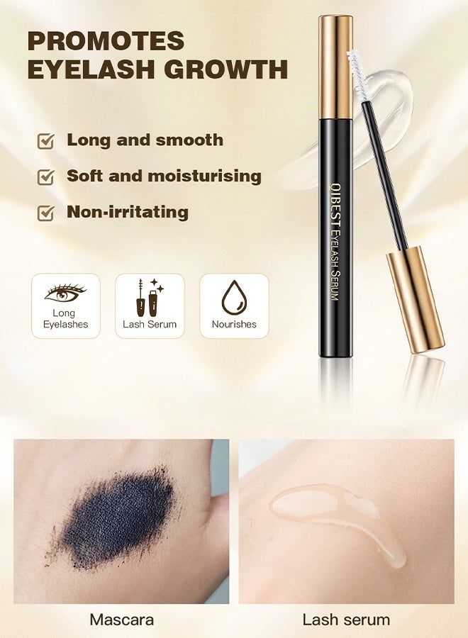 QiBest Eyelash Set Black Eyelash Curling Mascara and Eyelash Growth Serum Set 2 in 1 Set for Longer Thicker Eyelash Natural Thick Curly Rooted Long Eyelashes Lash Growth Serum Eyelash Mascara - Image 5