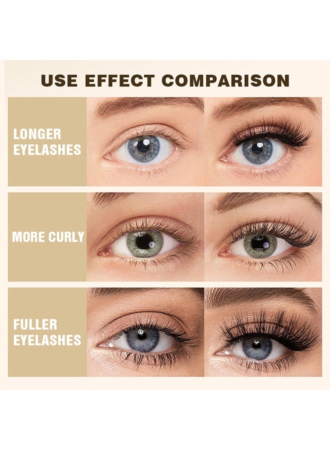 QiBest Eyelash Set Black Eyelash Curling Mascara and Eyelash Growth Serum Set 2 in 1 Set for Longer Thicker Eyelash Natural Thick Curly Rooted Long Eyelashes Lash Growth Serum Eyelash Mascara - Image 3