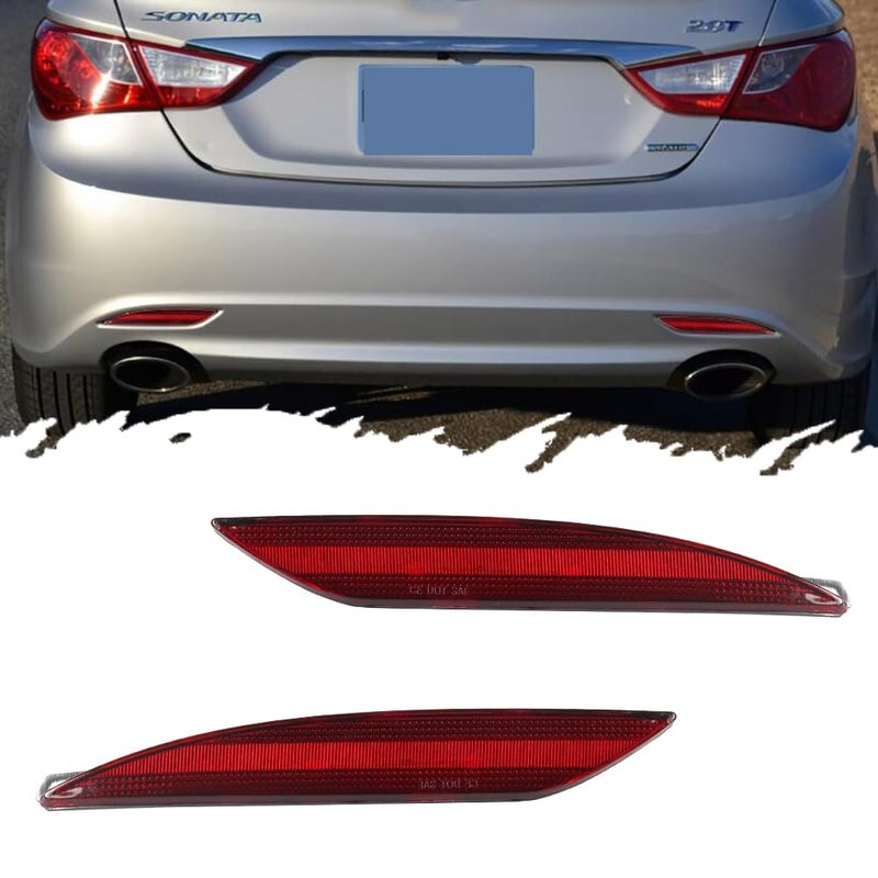 TurningMax For 2011 2012 2013 2014 Hyundai SonataYF Rear Bumper Reflector Brake Tail Light Smoked Housings 924063S000 924063S000 HY2830102 HY2831102
