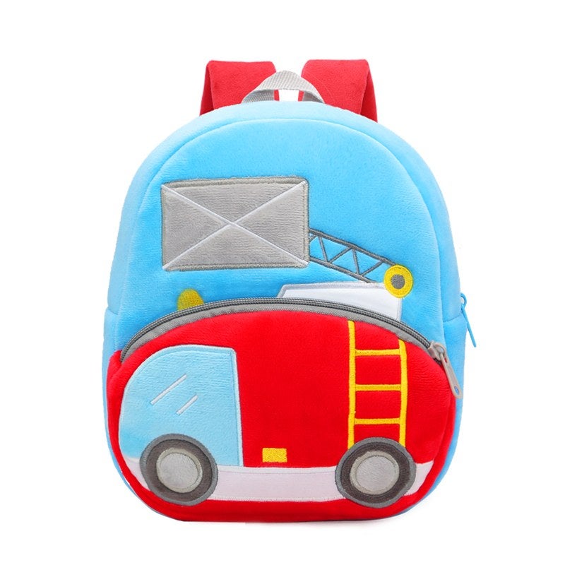 Plush Kids Backpack, Ladder Truck Vehicle Design, Soft Lightweight School Bag for Toddlers and Preschool Kids - Image 1
